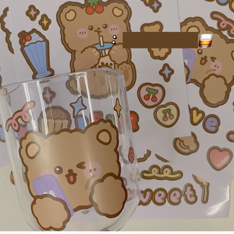 Bộ Sticker Dán Trang Trí Sổ Tay Bình Nước Siêu Dễ Thương