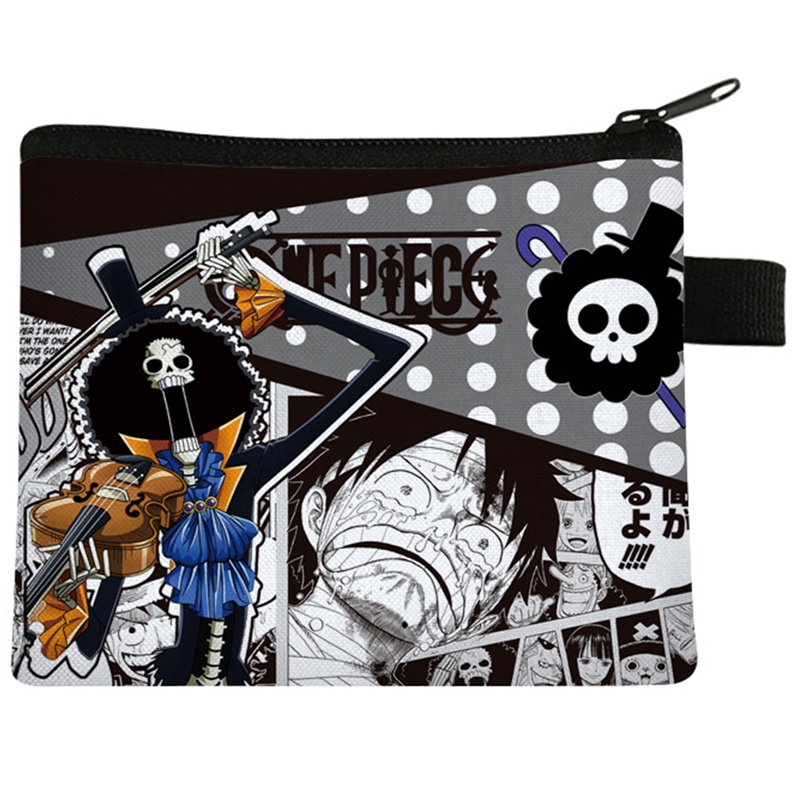 Ví Canvas Đựng Tiền Xu In Hoạt Hình One Piece Phối Khóa Kéo Tiện Lợi
