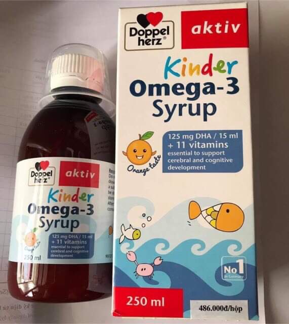 Omega3 syrup 250ml (hàng chính hãng công ty) (kinder omega-3 syrup Doppel herz )(made in đức)