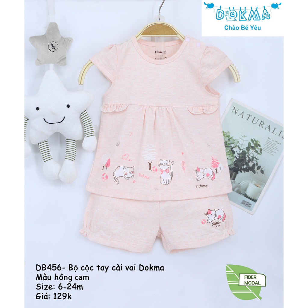 Dokma - Bộ cộc tay cài vai Modal siêu mát cho bé 6-24m DB456