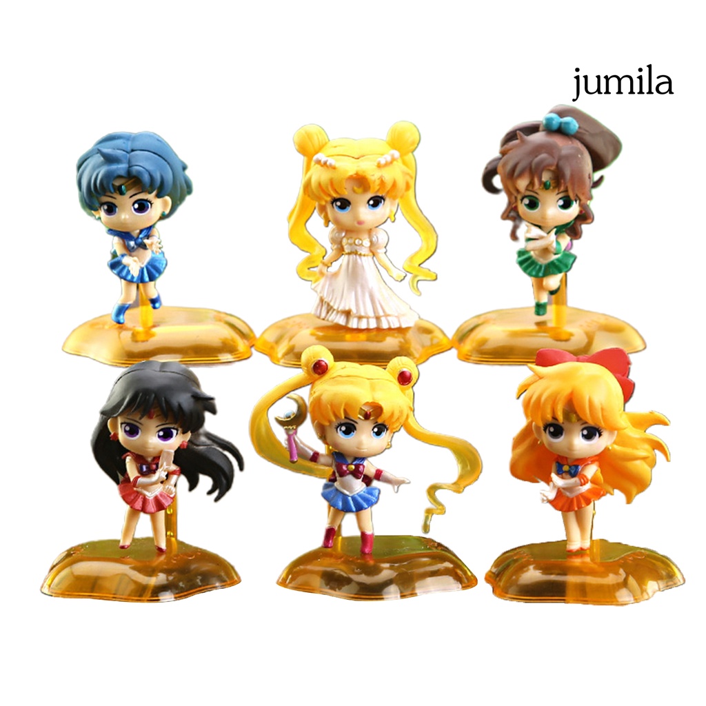 Set 6 Mô Hình Thủy Thủ Mặt Trăng Trang Trí Bánh Kem