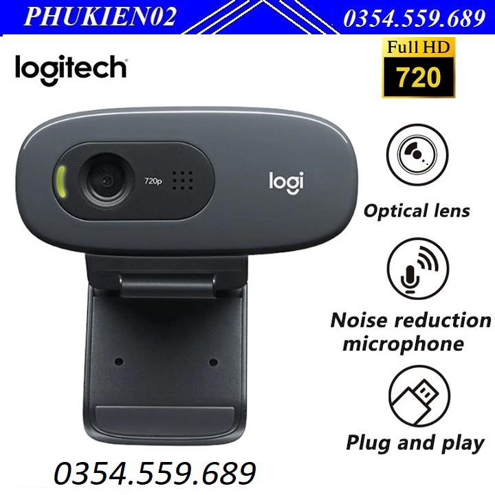 WEBCAM MÁY TÍNH LOGITECH C270 - Hàng Chính Hãng