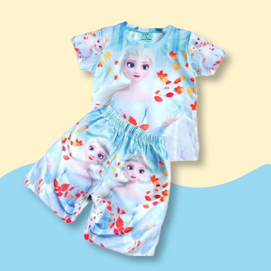 Đồ bộ bé gái Hoạt hình 3D Bé gái Elsa thun lạnh 4 chiều Hebikids.shop