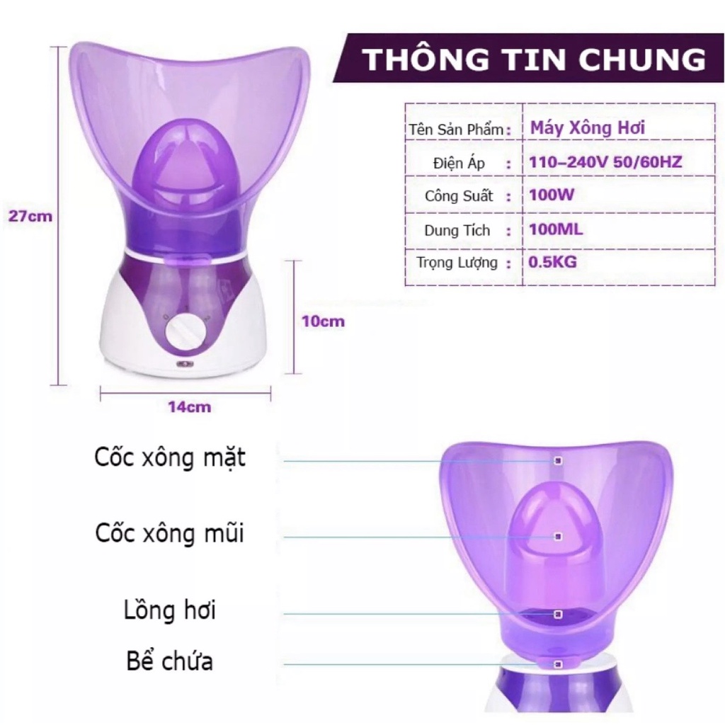 Máy xông mặt hơi mini bù nước,dưỡng ẩm da  NTFS tím (SẴN HÀNG)