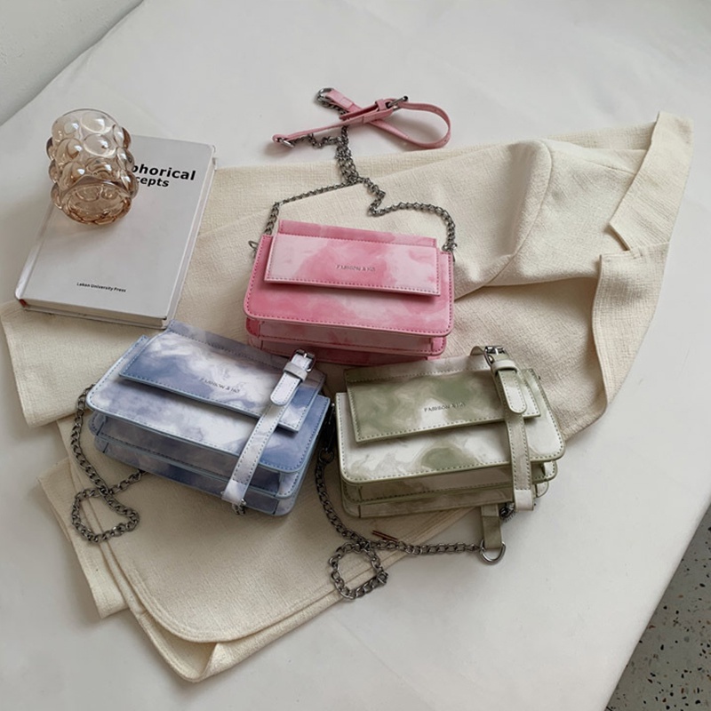 Túi Đeo Vai Hình Vuông Cỡ Nhỏ Màu gradient Phối Dây Xích Thời Trang Cho Nữ