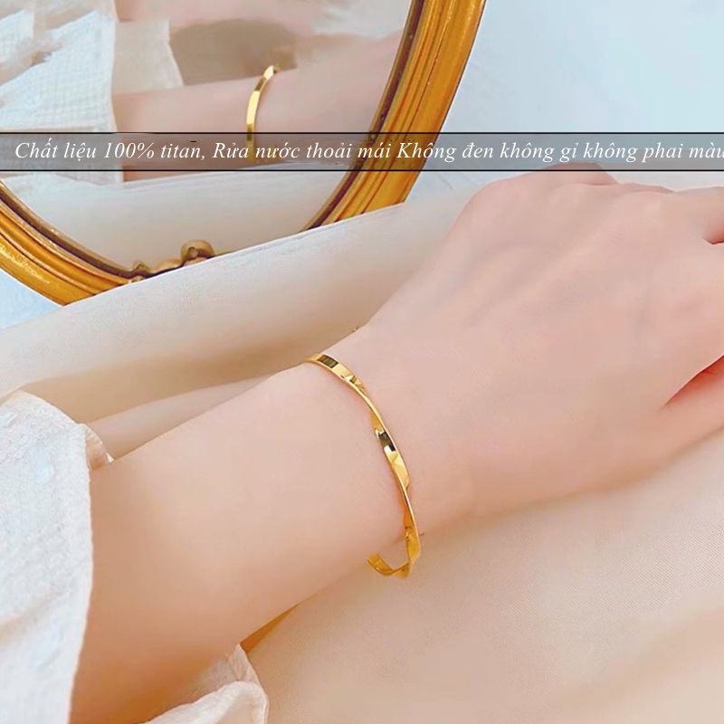 Vòng tay titan nữ không gỉ không phai màu dạng hở có thể điều chỉnh kích cỡ thiết kế đơn giản mẫu mới 2022 | BigBuy360 - bigbuy360.vn