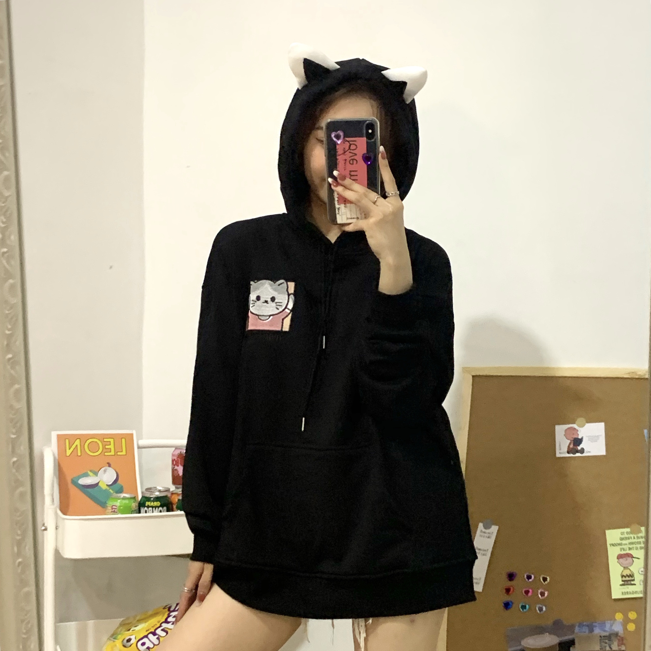 Áo Hoodie Gắn Tai Thỏ Xinh Xắn Phong Cách Harajuku Cho Nam Và Nữ