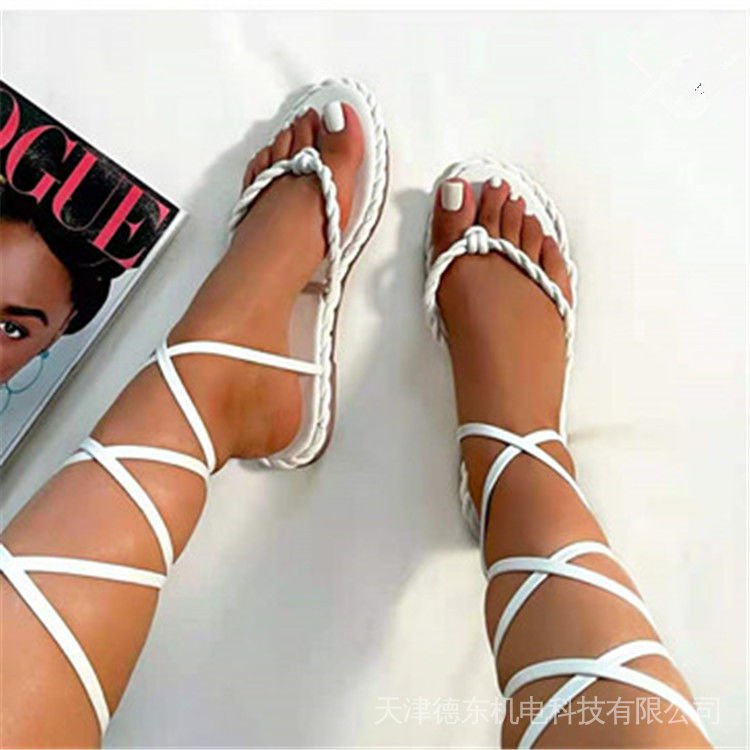 Giày Sandal Đế Bệt Cột Dây Size Lớn Thời Trang Mùa Hè Phong Cách Âu Mỹ Hàng Xuất Khẩu Dành Cho Bạn Nữ 2022