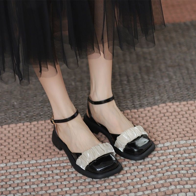 Giày Sandal Da Bóng Đế Dày Thời Trang Cho Nữ