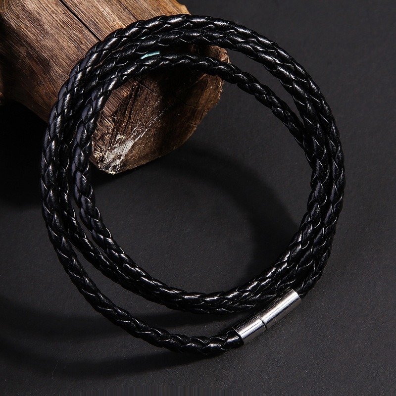 Vòng tay dây da nhiều lớp có khóa nam châm thời trang Hàn Quốc