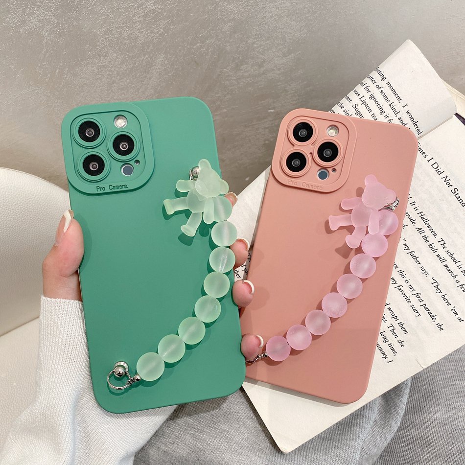 Ốp Điện Thoại In Hình Gấu Có Dây Đeo Cho Xiaomi 11 Lite POCO X3 NFC Redmi 10 10c 9A 9C 9 Note 10 9 9s 8 7 K30 Pro