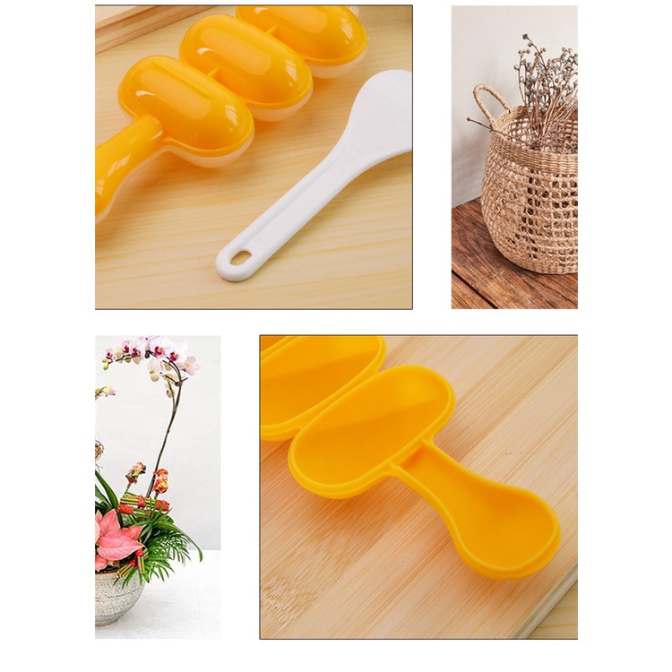Bộ Khuôn Lắc Cơm Tạo Hình Cơm Nắm Cho Bé Ăn Dặm Kèm Thìa