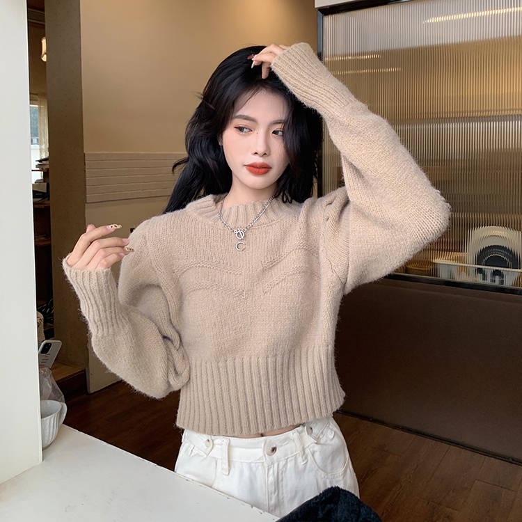 Porozi  Áo sweater len  cho nữ dài tay cổ tròn thời trang Hàn Quốc
