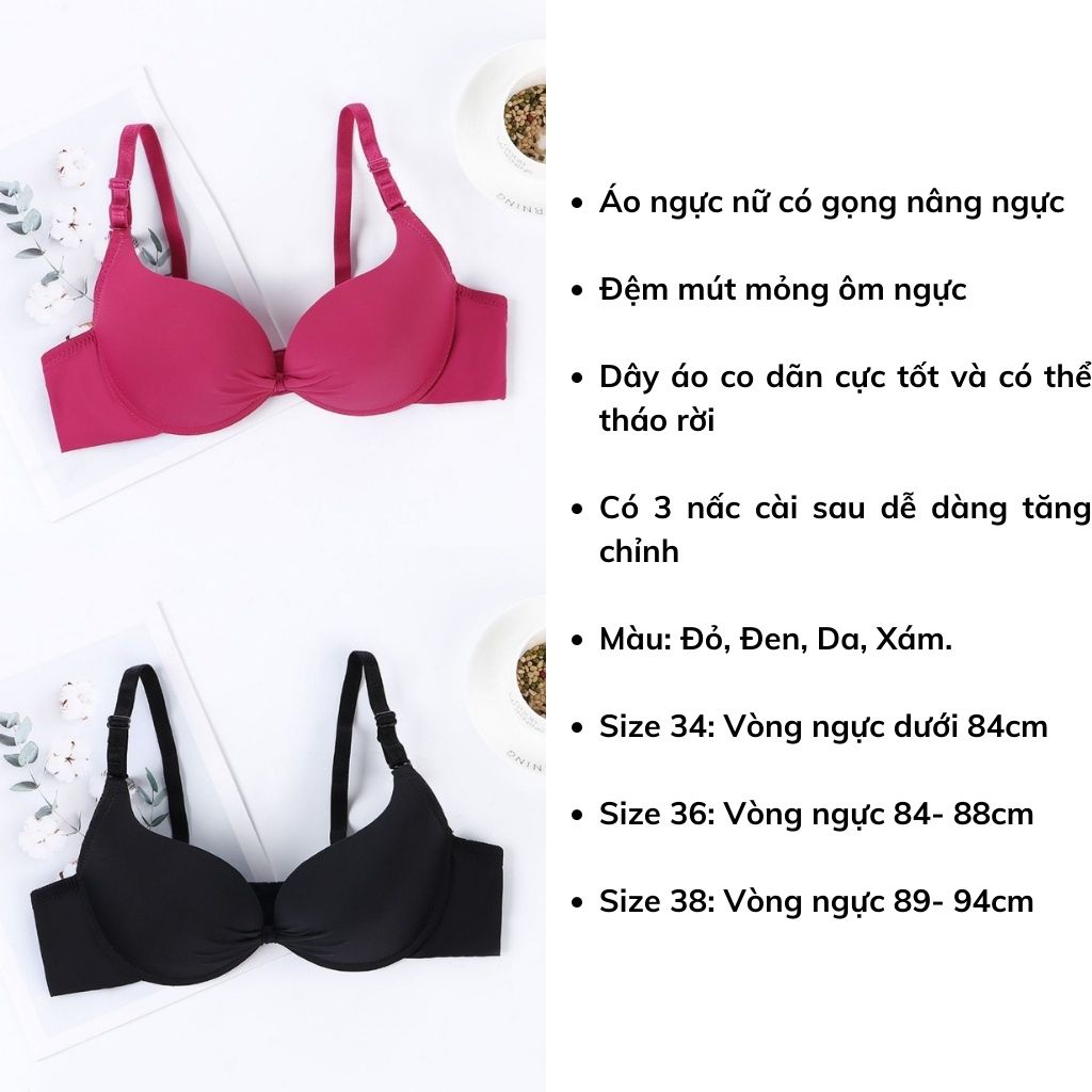 Áo ngực nữ thun lạnh có gọng nâng ngực, Áo lót đệm mút vừa ôm trọn vòng 1 đầy quyến rũ nơ cảm LANIXA A1922
