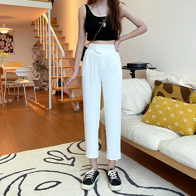 SUXI Quần Lửng Lưng Cao Phong Cách Hàn Quốc Dành Cho Nữ