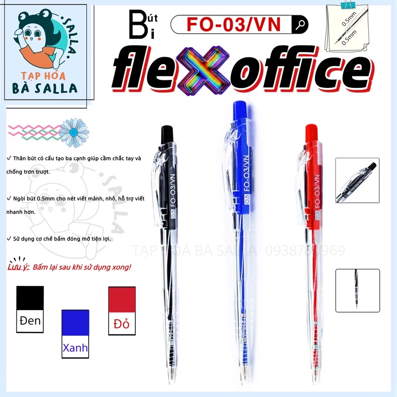 Bút Bi Flexoffice FO-O3/VN Loại Bấm Ngòi 0.5mm