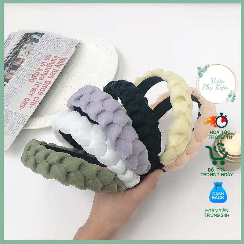 Bờm tóc vải Băng đô tóc bằng vải thắt bím tóc bản to phong cách Hàn Quốc
