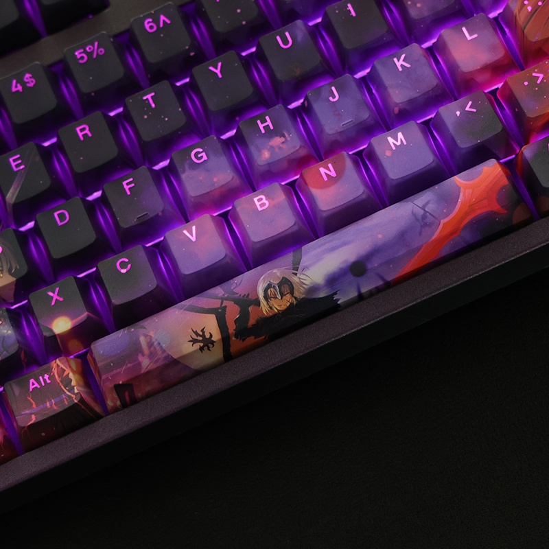 Fate / Grand Order Keycap Joan of Arc Keycap PBT Dye-Sublimation Bàn phím cơ học Keycap Cherry profile thông qua Light Anime Keycap 108 phím