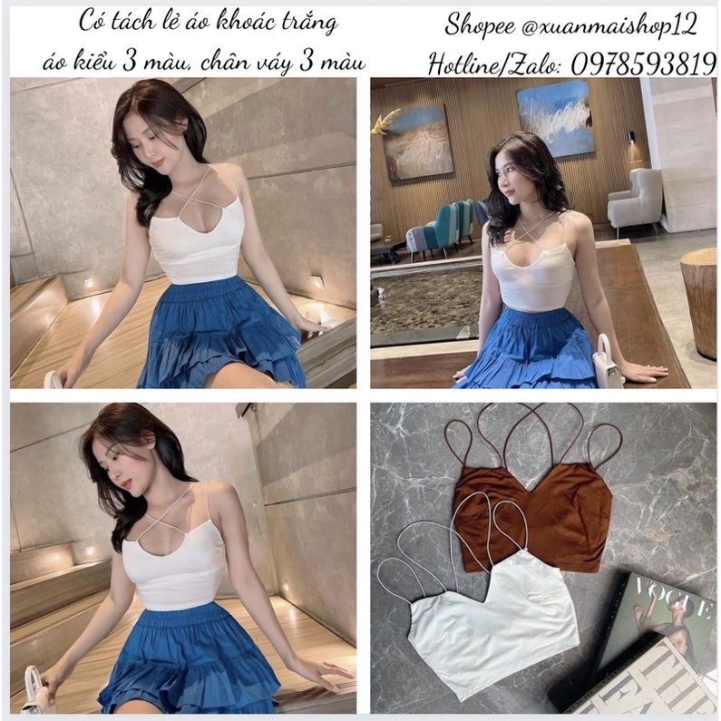 [FREESHIP - HÌNH THẬT] Áo croptop thun lụa dây bún mặc được nhiều kiểu nhiều màu