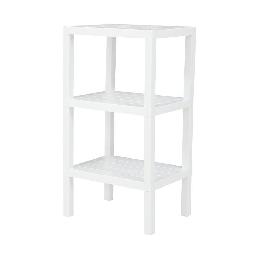 HomeBase STACKO kệ nhựa 3 tầng vân giả gạch BRICK Thái Lan W30xH73xD40cm màu trắng