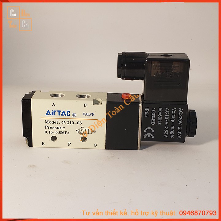 Van điện từ Airtac 4V210-06, Van khí nén, Van chia khí 4V210-06 ( Van 5/2 ) 220VAC 24VDC 110VDC , 12VDC Solenoid Valve