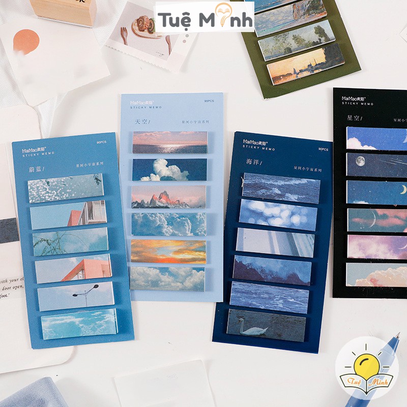 Bộ 90 tờ note ghi chú kiêm ảnh dán trang trí bullet journal, album hình thiên nhiên NO03