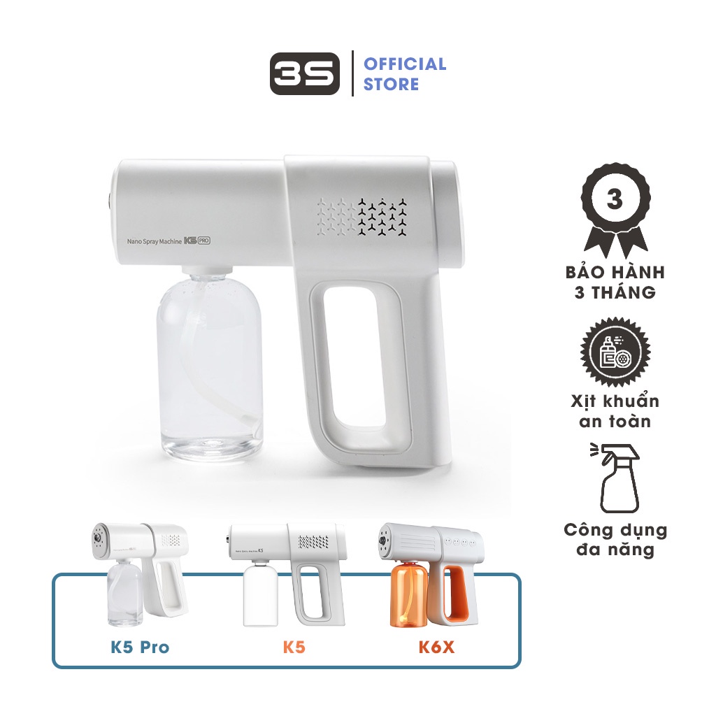 Súng phun khử khuẩn K5 PRO 380ml, Máy phun khử khuẩn nano tia cực tím cầm tay cao cấp