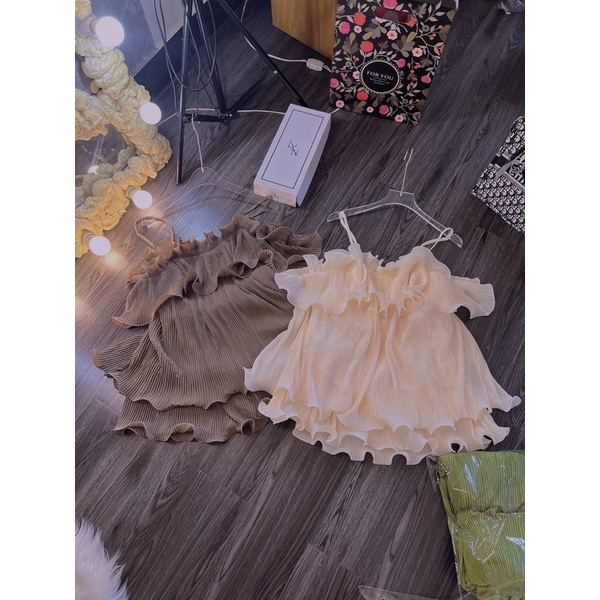 SET ÁO HAI DÂY DẬP LI KÈM QUẦN ĐÙI CAO CẤP