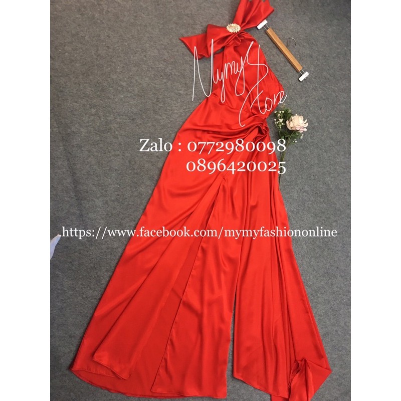 KÈM ẢNH/VIDEO THẬT - ĐẦM MAXI BODY PHI THUN XẺ ĐÙI KÈM NƠ VÀ PHỤ KIỆN ĐÁ VAI SANG TRỌNG - MS41Y | BigBuy360 - bigbuy360.vn