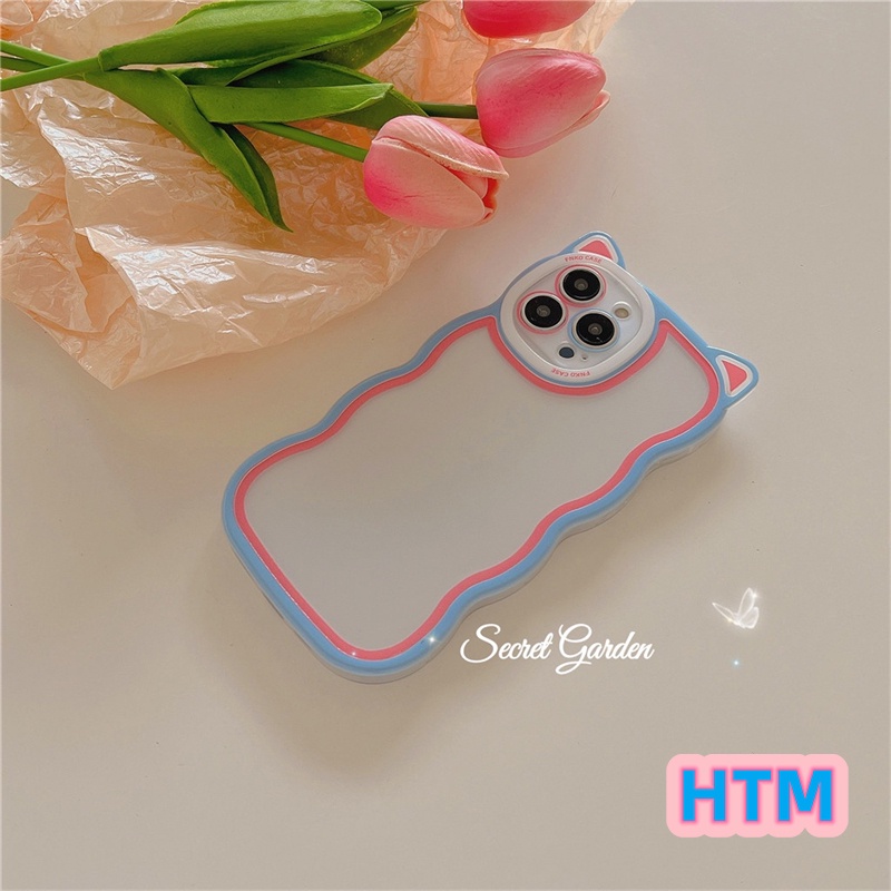 Ốp Lưng Chất Liệu TPU Silicone Trong Suốt Hình Tai Mèo Cho Iphone 13 Pro Max 12 11 X / XS XR XSMAX 7P / 8P