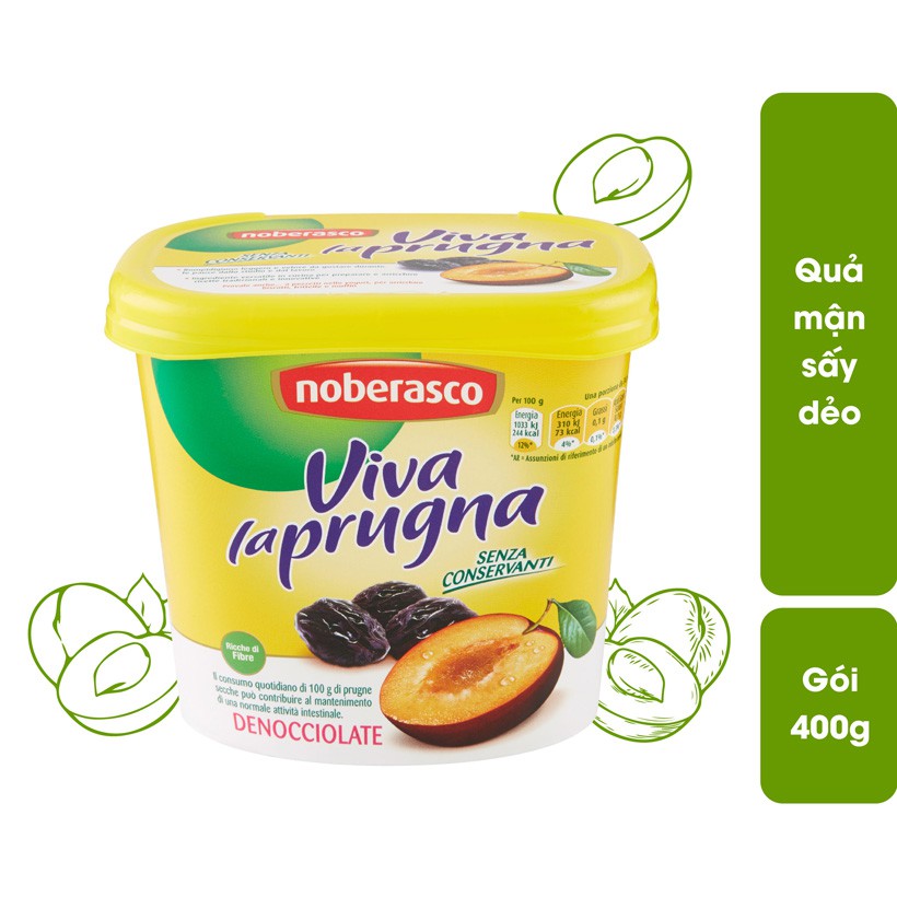 Quả mận sấy dẻo Noberasco Ý 400g, giàu chất xơ, chống oxy hóa làm da trẻ đẹp, phù hợp bà bầu ăn vặt