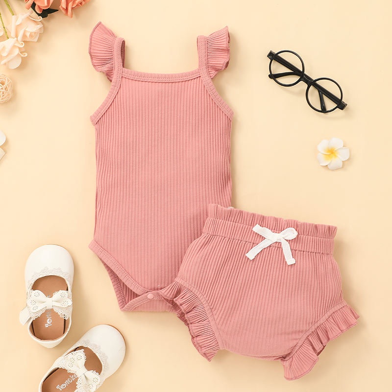 Combo bộ đồ bé gái 0-18 tháng bông Sát Nách bodysuit liền thân hoa quần đùi set mùa hè thời trang cho bé trẻ em sơ sinh