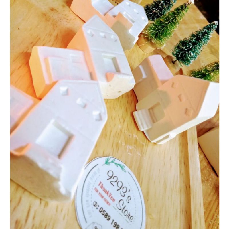 TƯỢNG TIỂU CẢNH THẠCH CAO TRANG TRÍ HÌNH NGÔI NHÀ CÓ THỂ TÔ TƯỢNG, VẼ MÀU NƯỚC LÀM QUÀ TẶNG