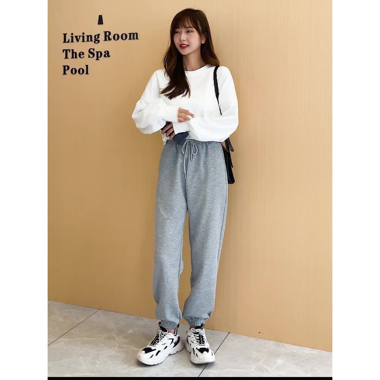 Quần thể thao Jogger dành cho phụ nữ mặc mùa xuân và mùa thu quần thể thao cạp cao lưng rộng N145