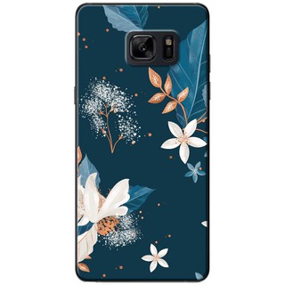 Ốp lưng Samsung Note 4, Note 5, Note 8, Note 9 Hoa trắng nền xanh