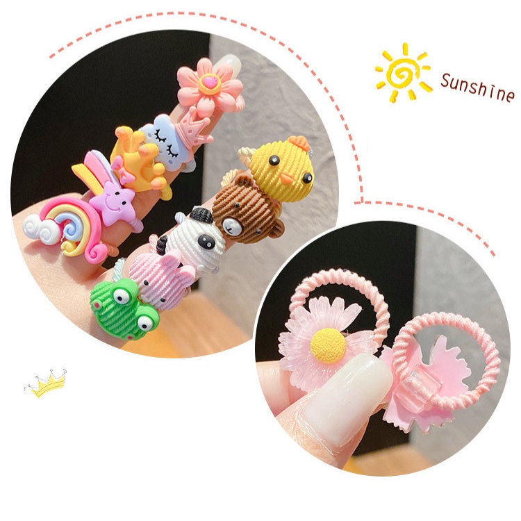 Set 10 chun buộc tóc vòng nhỏ thun buộc tóc mix mẫu đáng yêu cho bé CH08
