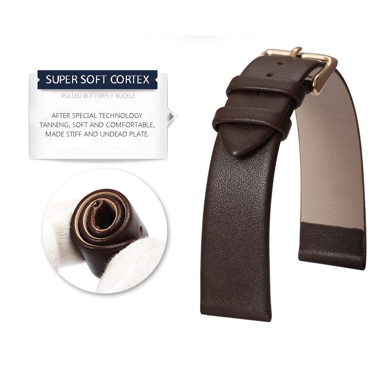 Dây đeo bằng da bò thật siêu mềm và mỏng cho đồng hồ có chiều rộng 8mm 10mm 12mm 14mm 16mm 18mm 20mm