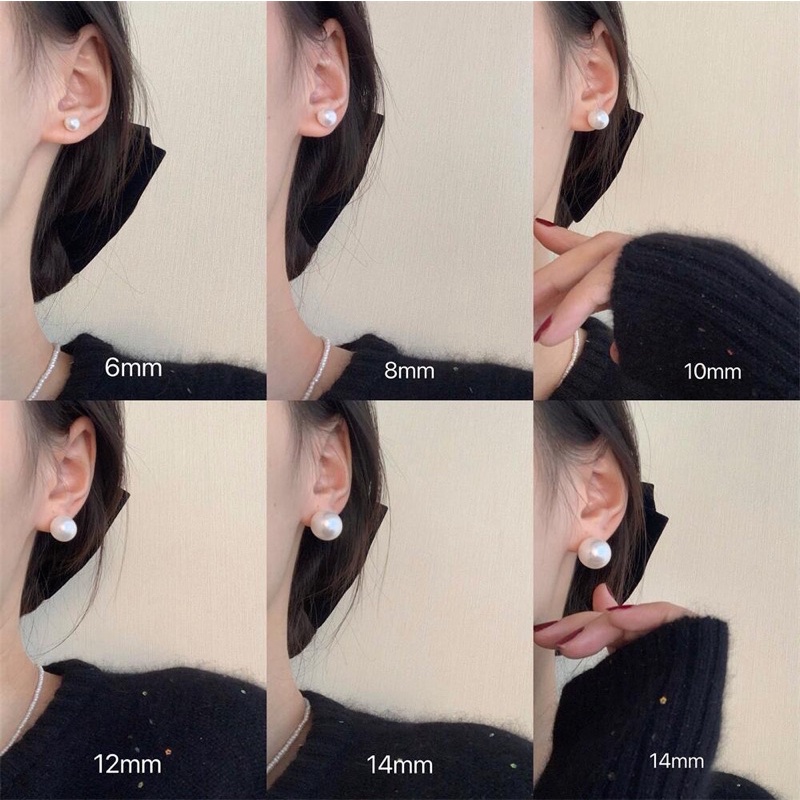 Bông tai nụ ngọc trai nhân tạo màu tự nhiên