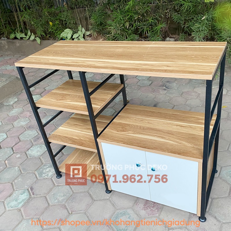Kệ để đồ nhà bếp khung sắt tĩnh điện Trường Phúc DEKO giúp kê lò vi sóng, nồi cơm điện, vật dụng nhà bếp