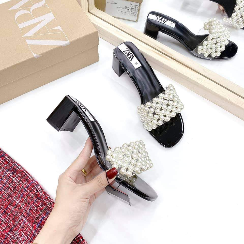 Guốc nữ quai ngọc gót thô 5p siêu mềm êm Full box Hãng cao cấp