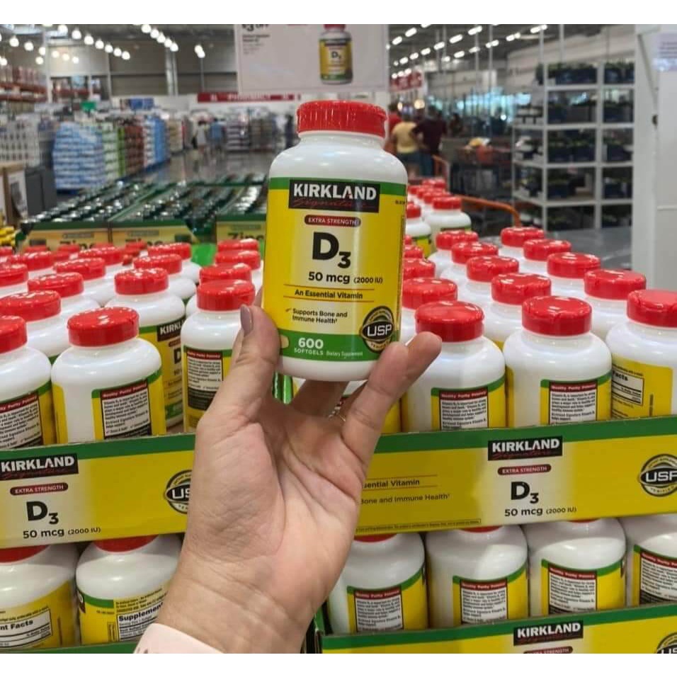 Viên Uống Vitamin D3 Kirkland Extra Strength D3 50mcg 600 Viên Mỹ