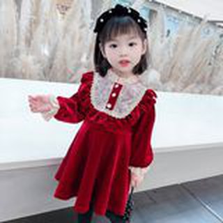 Váy nhung đỏ bèo ngực