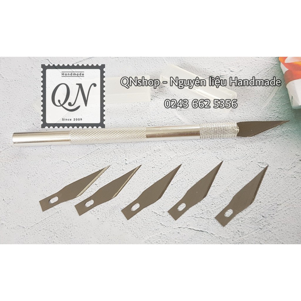 QNshop - Nguyên liệu Handmade (Bộ dao trổ 6 lưỡi cán kim loại)