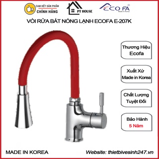 Vòi rửa bát/chén nóng lạnh ecofa e-207k - vòi bếp cắm chậu cần mềm, vòi rửa bồn chậu chính hãng nhập khẩu hàn quốc