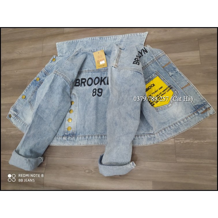 Aó khoác jean nữ xám xanh như hình form dưới 58Kg Brooklyn BB26