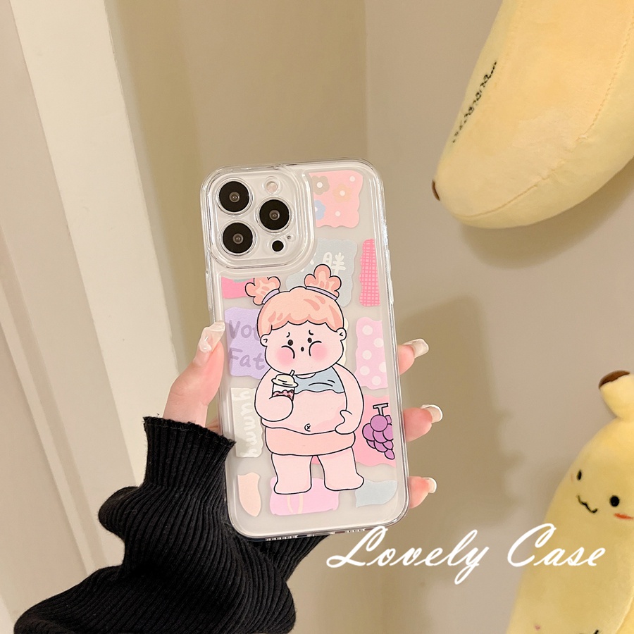Ốp Điện Thoại Mềm Trong Suốt In Hình Cô Gái Mập Mạp Cho IPhone 14 13 12 11 Pro Max X XR Xs Max 8 7 6 6s Plus SE 2020