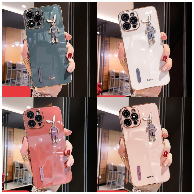 Tide Brand 6D Rubik's Cube Electroplating Water Brick Little White Rabbit Phone Case IPhone 13 13Pro 13Promax 12 12Pro 12Pro 11 11Pro 11Promax XSmax X XS XR 8 7Plus