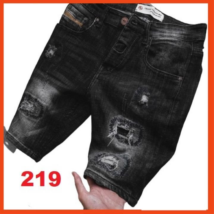 Quần short jean nam chất bò co giãn, màu đen rách thời trang LUTY SHOP ms209