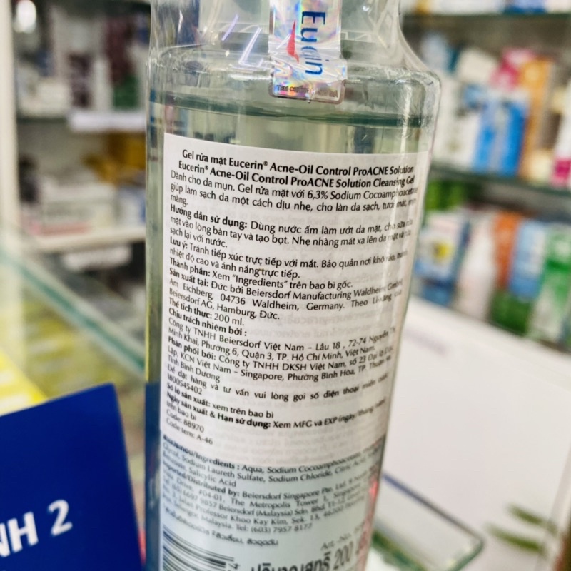 ✅ [Chính Hãng] Sữa rửa mặt Eucerin Pro ACNE Solution Cleansing gel cho da dầu mụn