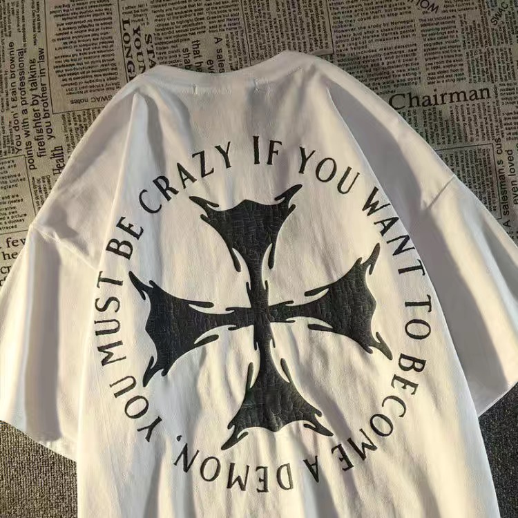 Áo Thun In Hình Ngọn Lửa Phong Cách Gothic Đường Phố Thời Trang Mùa Hè Cho Nữ